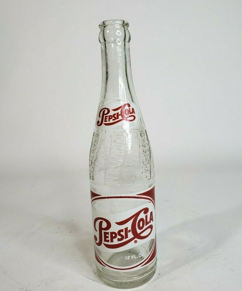 Vintage 1954 Pepsi Cola Bottle 12oz Embossed Glass Painted Label New York, NY
